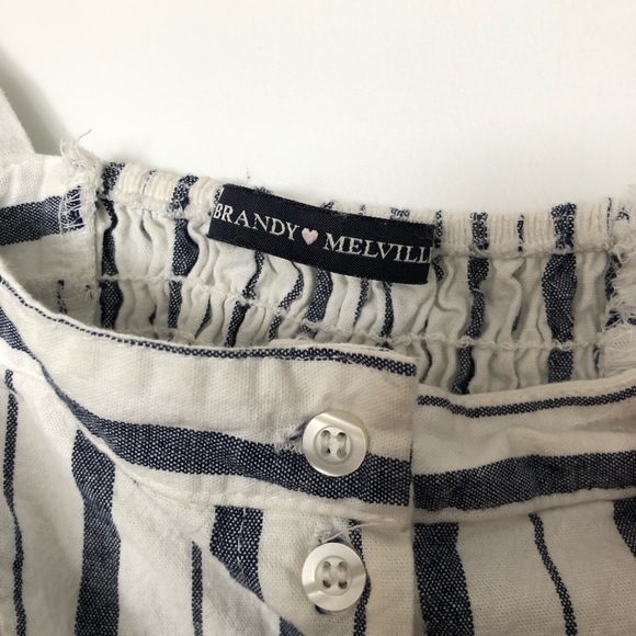 Brandy Melville White & Blue Stripped Astrid Tank One Size - Picture 2 of 4